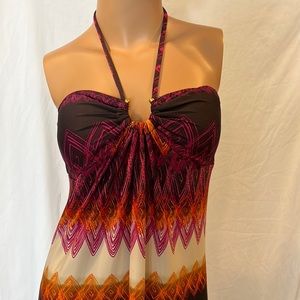 Multi color abstract pattern maxi dress